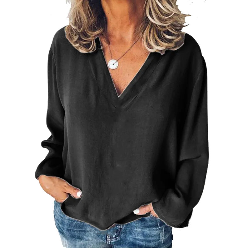 Elegant V-Neck Chiffon Blouse for Women