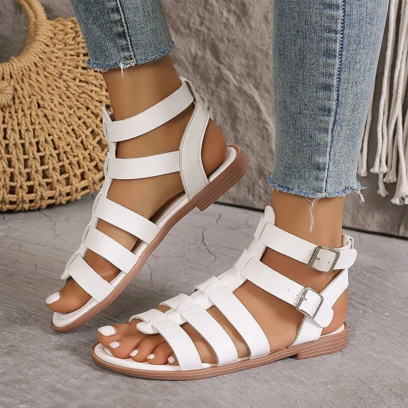 Ivyshape | Elegant Women's Sandals Brown White