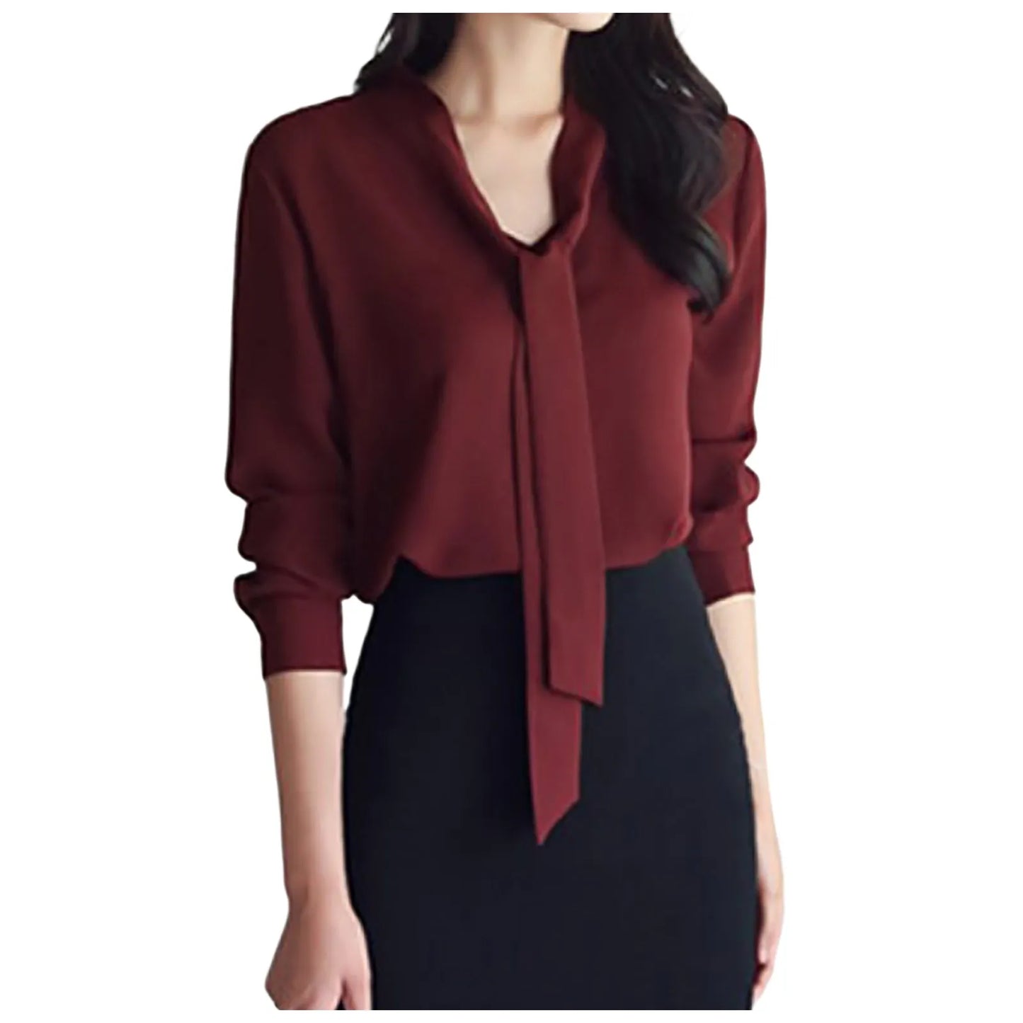 Chic Detachable Ribbon Blouse for Women