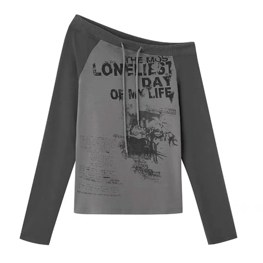 "Loneliest Day Of My Life" Off-Shoulder Sweatshirt