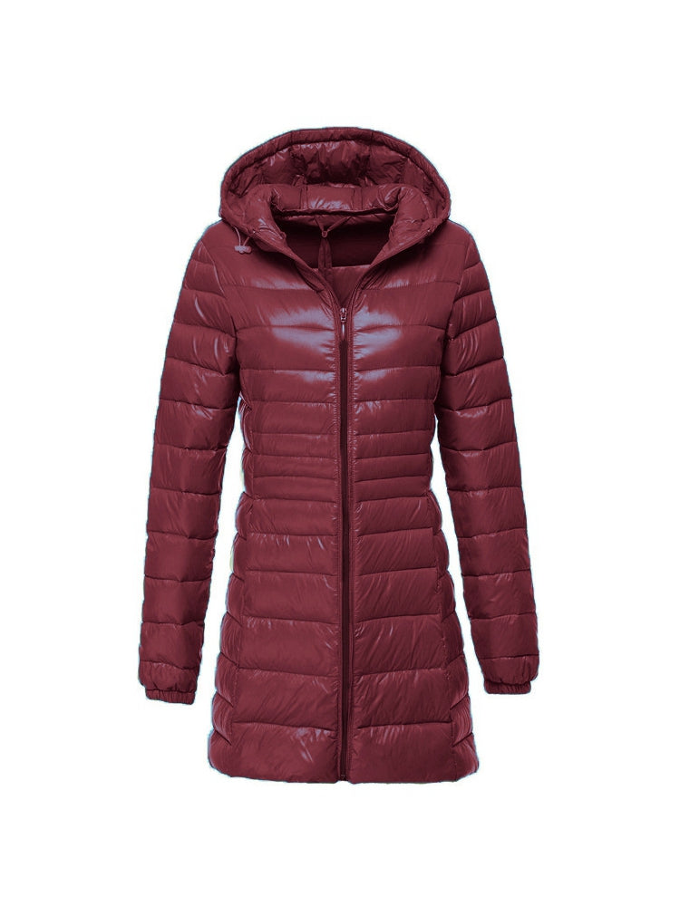 Ivyshape | Women's Ultra Light Hooded Long Down Jacket