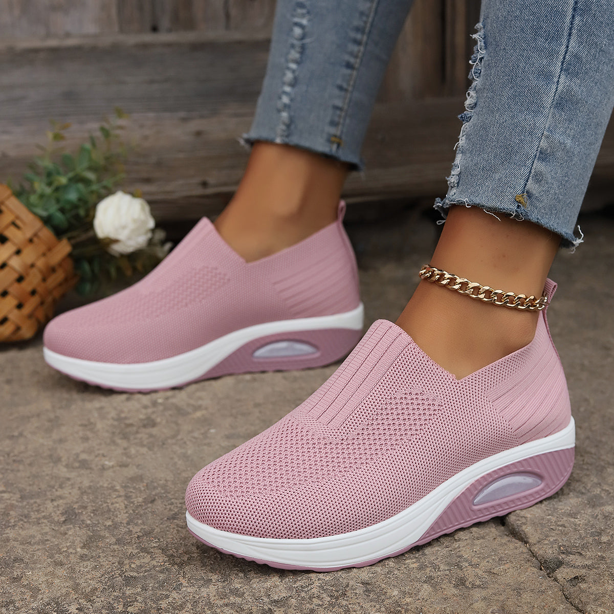 Breathable Lace-up Mesh Sneakers for Women