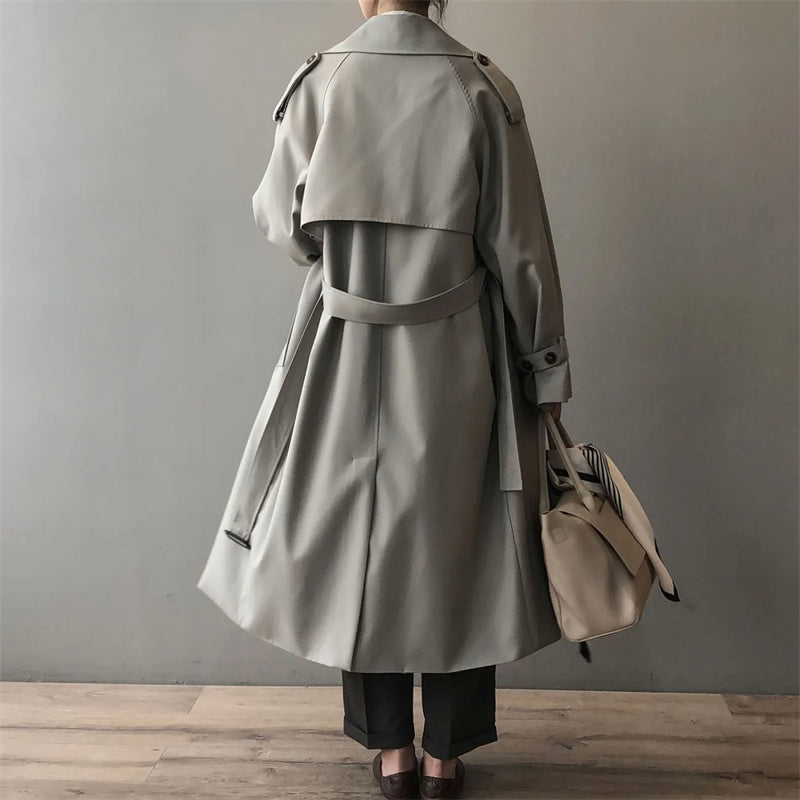 Ivyshape | Oversized Double-Breasted Spring Trench Coat for Women