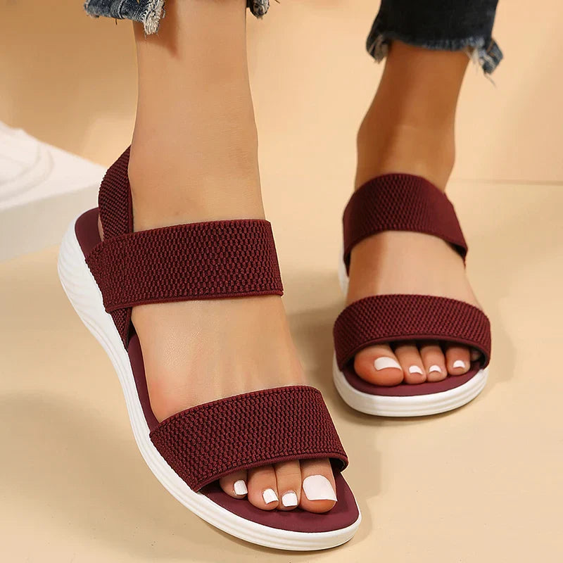 Ivyshape | Elastic Fabric Knit Strap Wedge Sandals