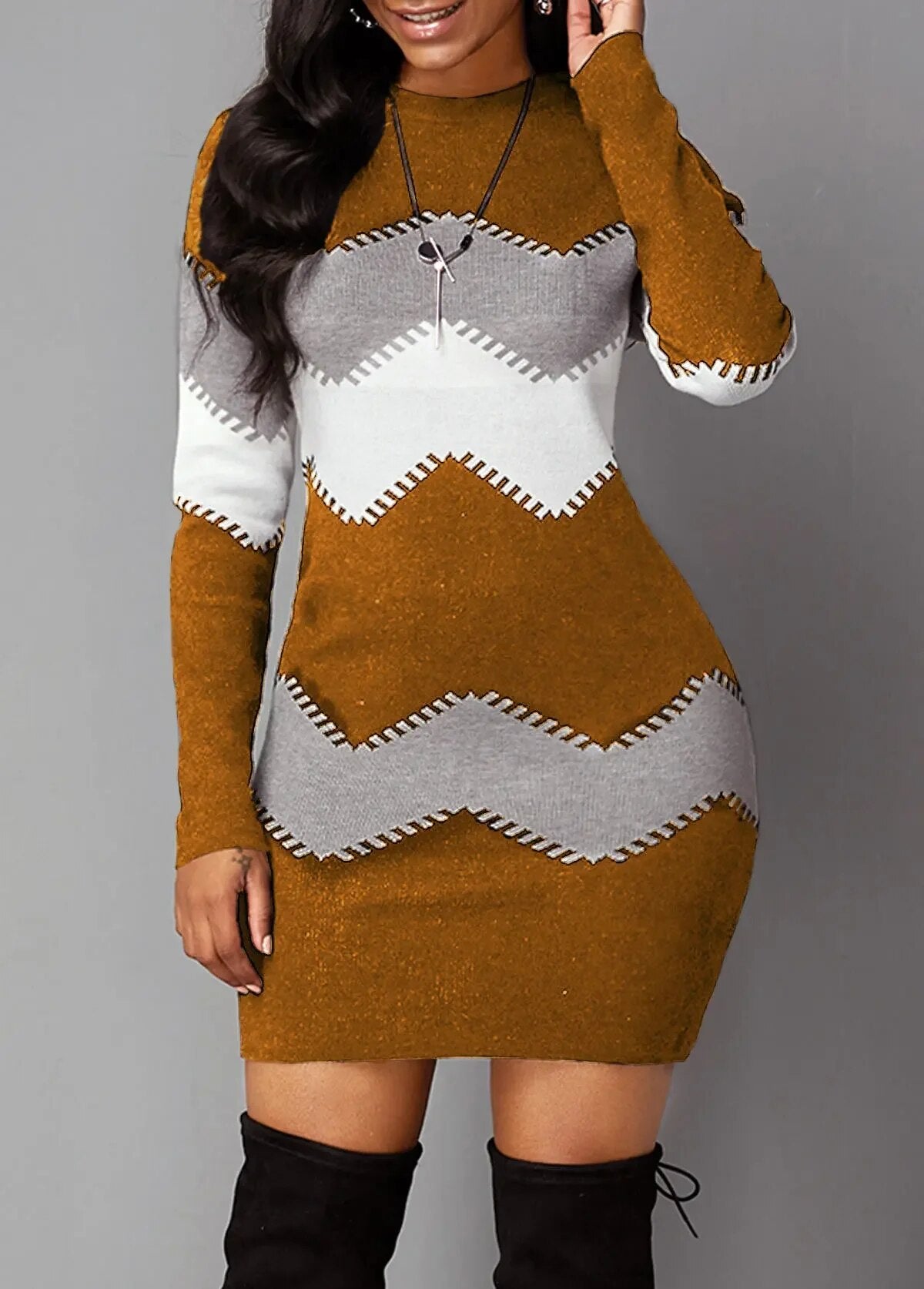 Ivyshape | Women's Long Sleeve Dress