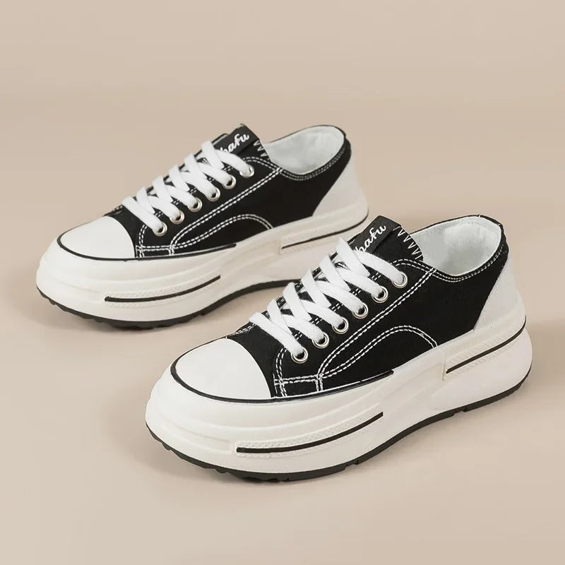 Trendy Thick-Soled Canvas Sneakers for Women