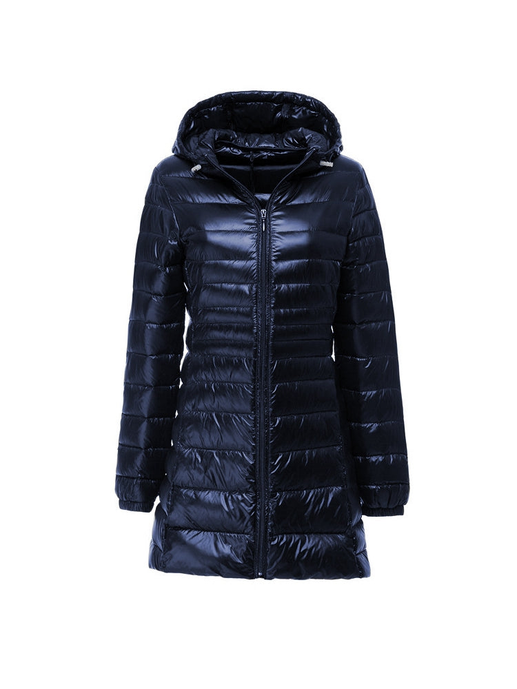 Ivyshape | Women's Ultra Light Hooded Long Down Jacket