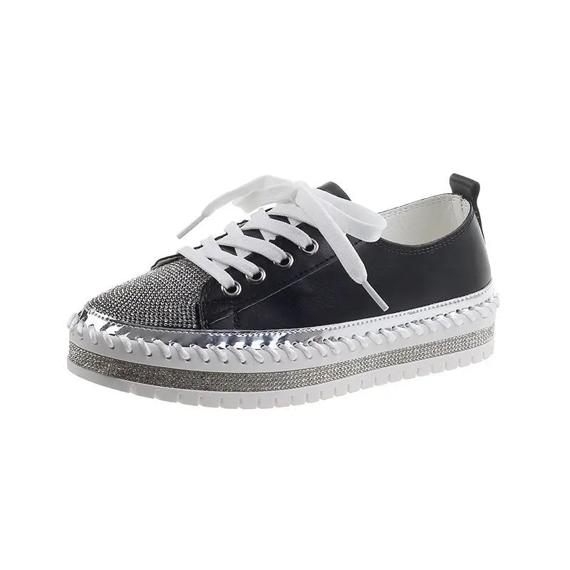 Stylish Lace-Up Rhinestone Sneakers for Women