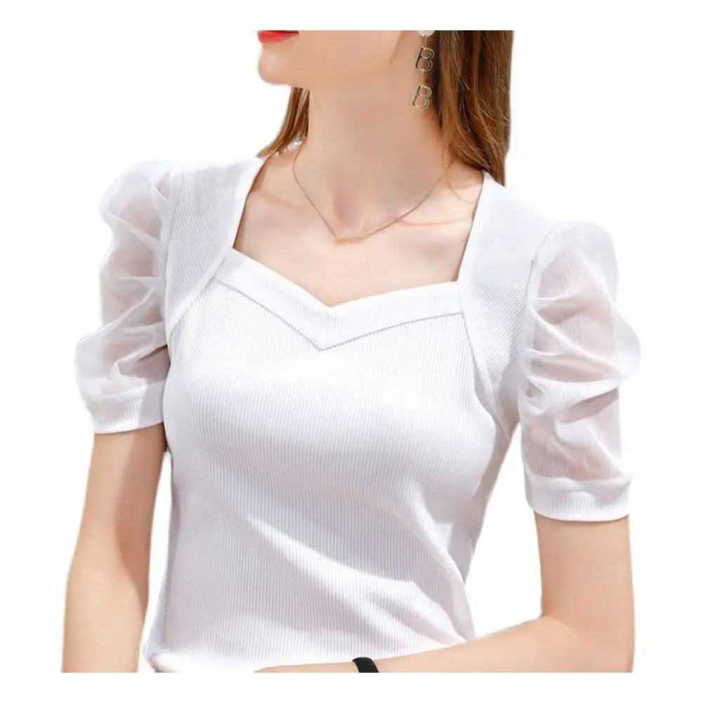 Lightweight Puff Sleeve Summer Blouse for Women