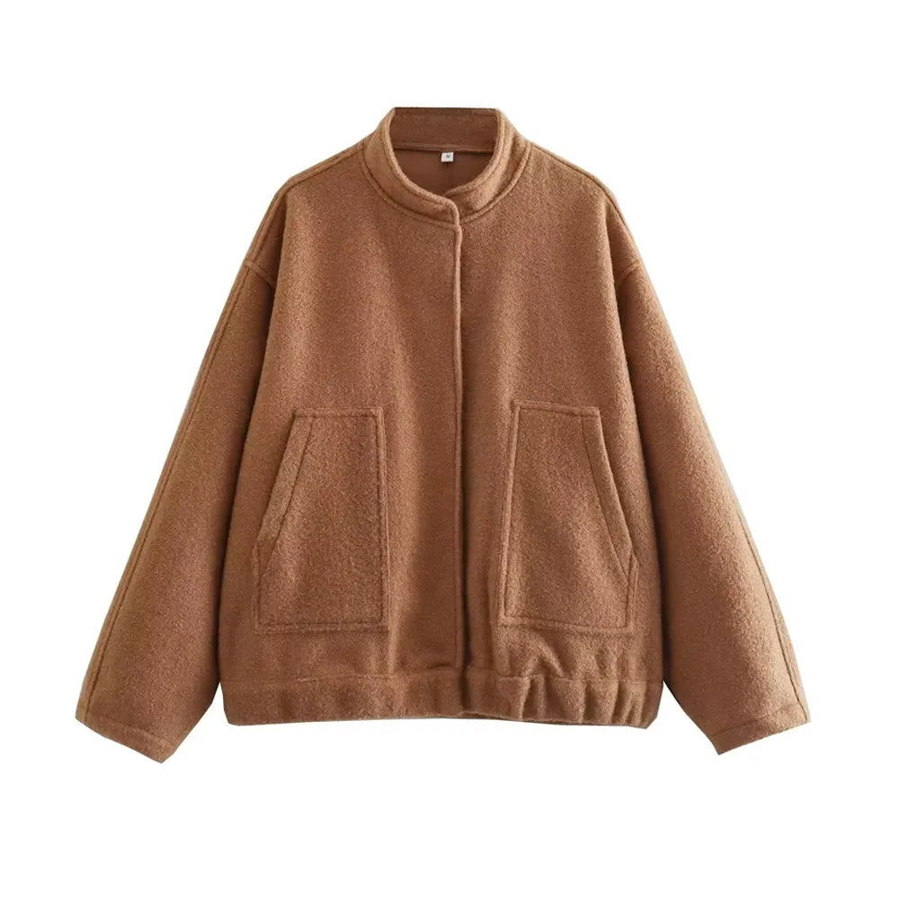 Ivyshape | Stylish Vintage Bomber Jacket