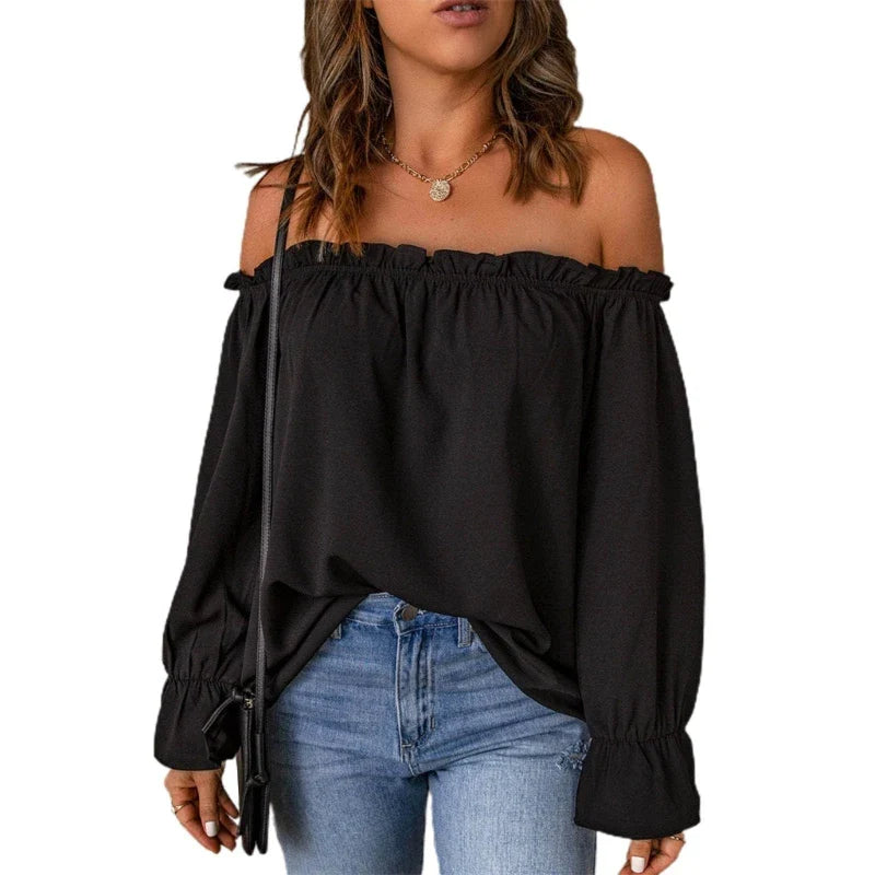 Frill Trim Off-The-Shoulder Top