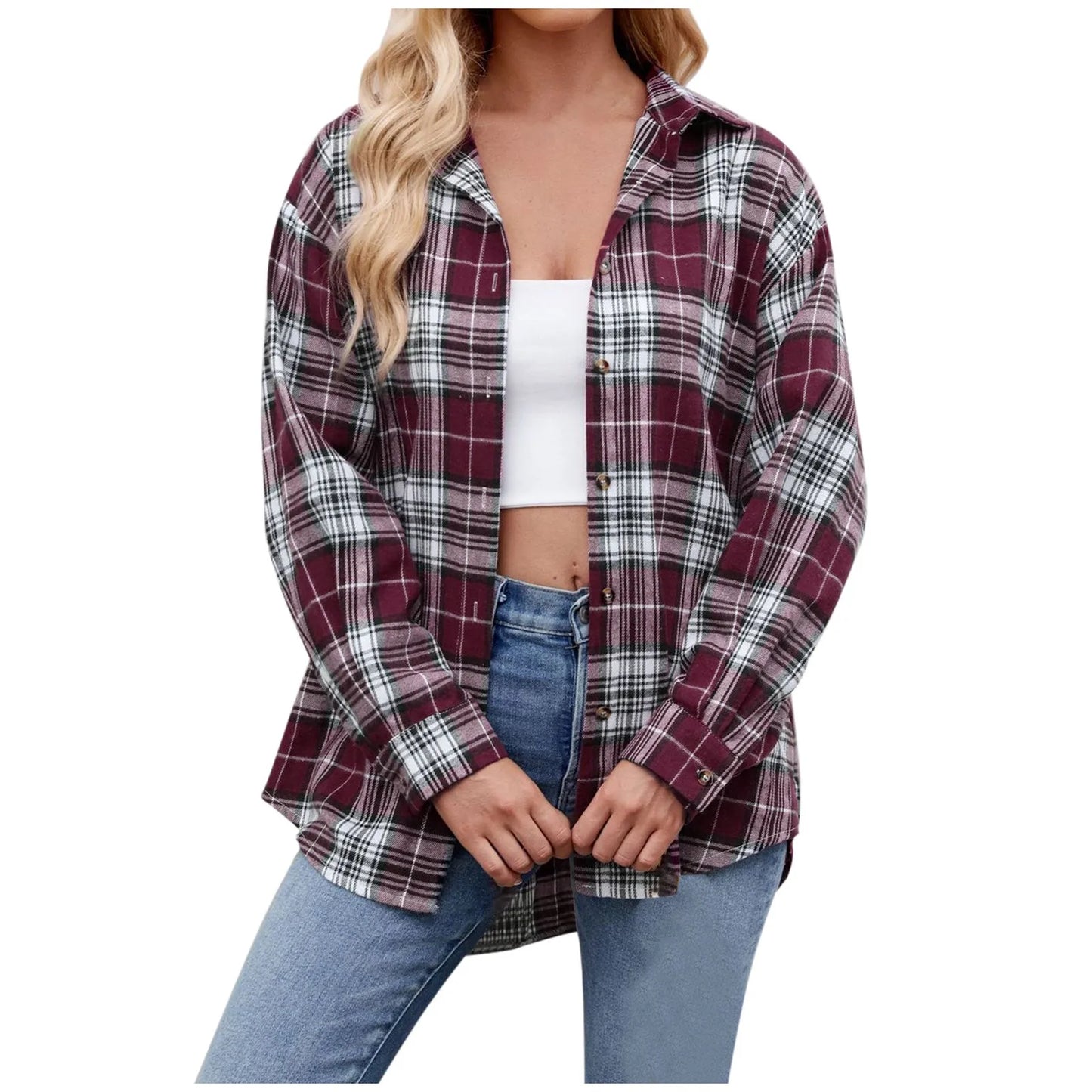 Cozy Plaid Long Sleeve Shirt for Women