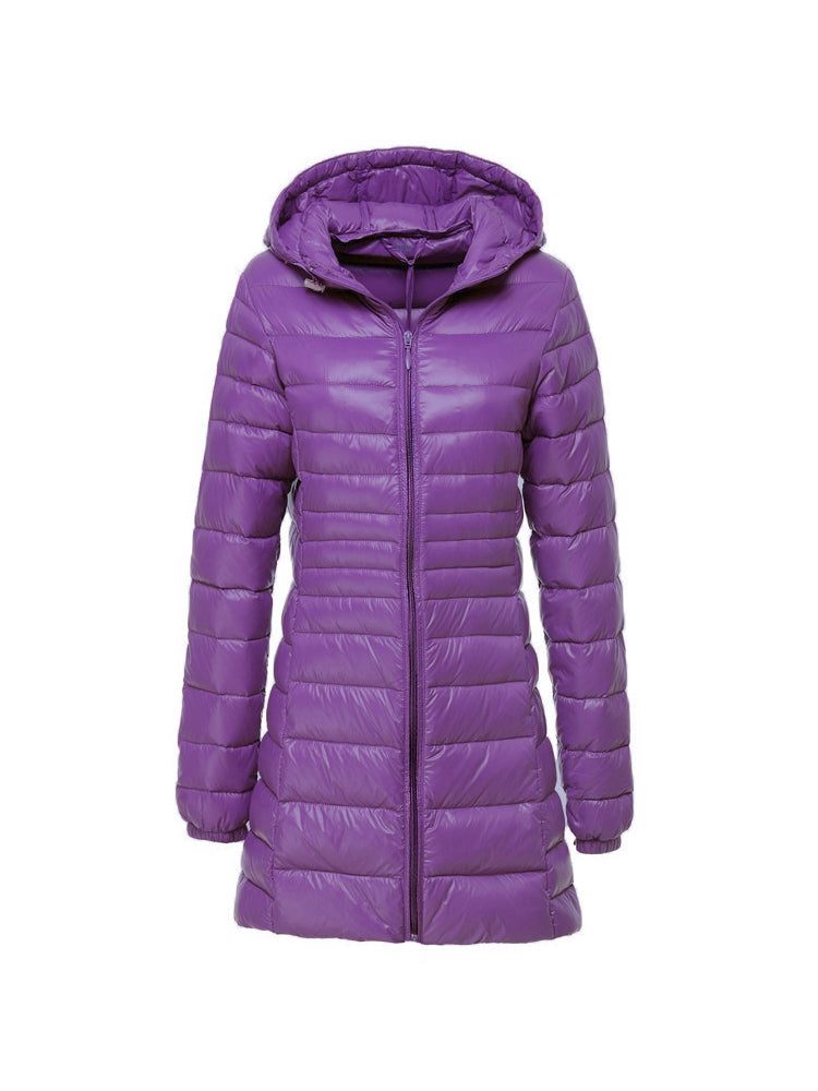 Ivyshape | Women's Ultra Light Hooded Long Down Jacket