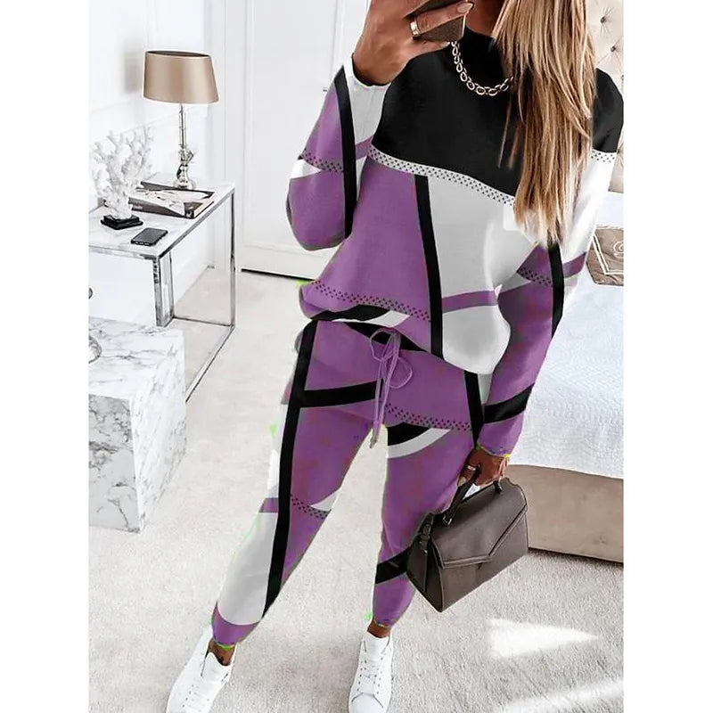 Ivyshape | Tracksuit with Geometric Pattern for Women