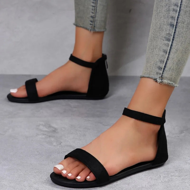 Stylish Women's Summer Sandals with Back Zipper