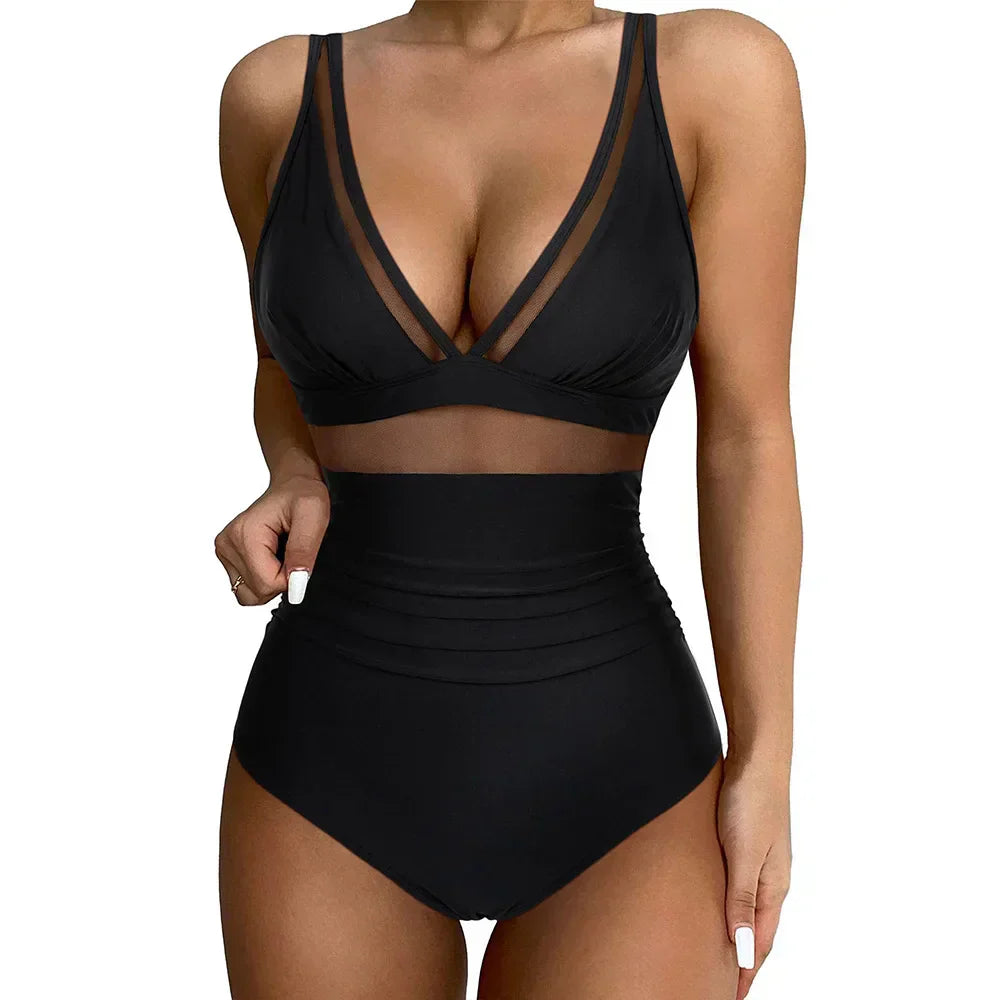 Ivyshape | Women's Slim Fit Two-Piece Swimsuit High-Waist