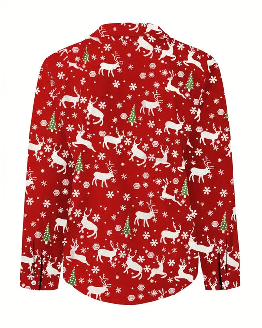 Ivyshape | Women's Christmas 3D Printed Long Sleeve Shirt