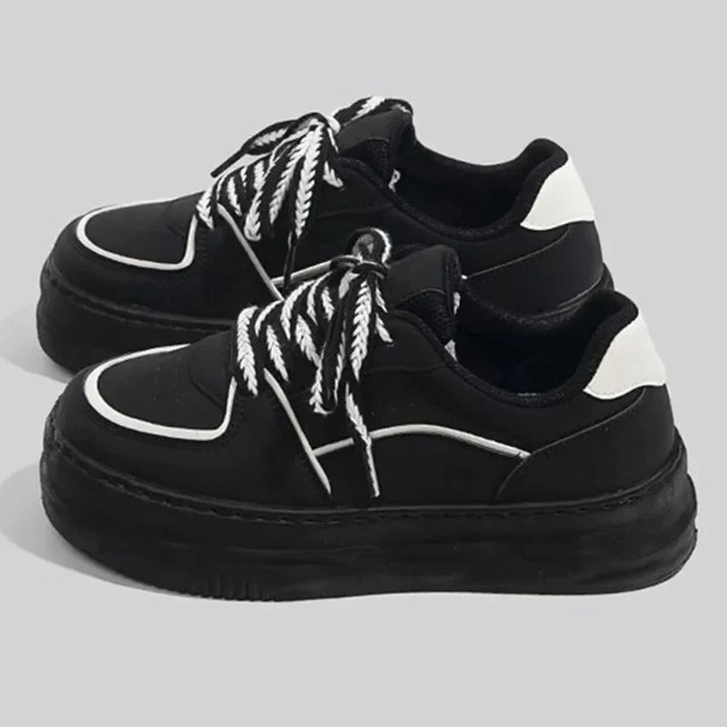 Trendy Black Platform Sneakers for Women