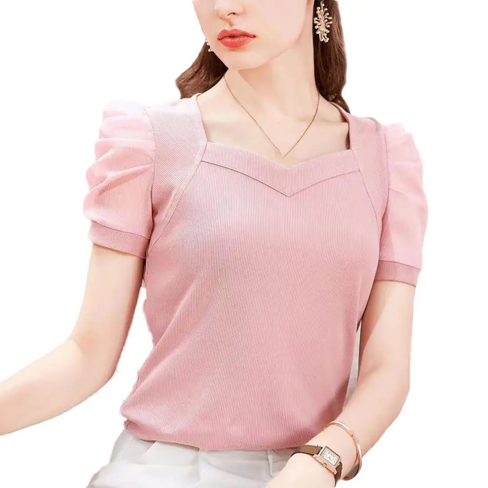 Lightweight Puff Sleeve Summer Blouse for Women