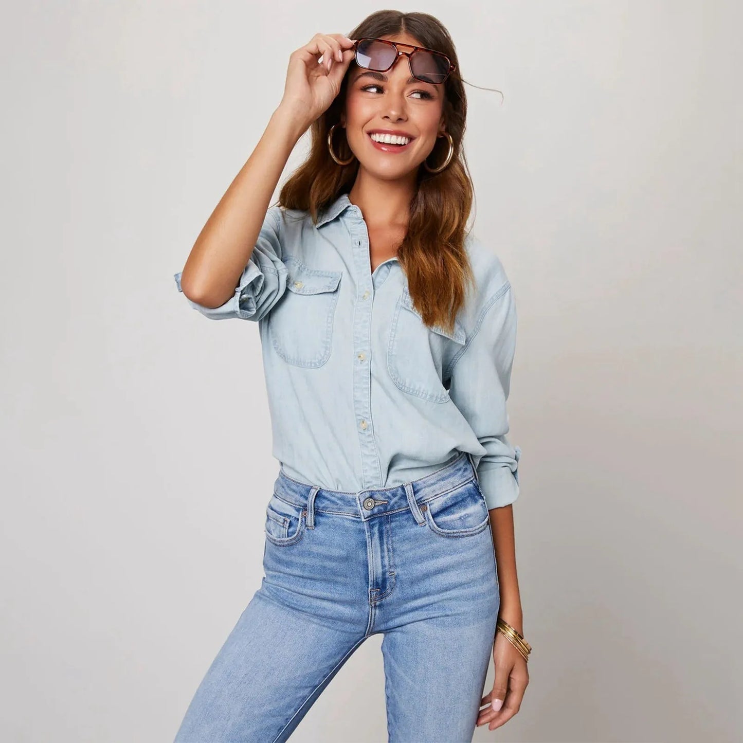 IvyShape | Light Denim Shirts