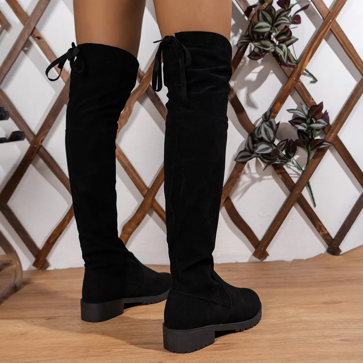 Women's Over The Knee Lace-Up Suede Boots