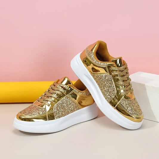 Stylish Glitter Platform Sneakers for Women