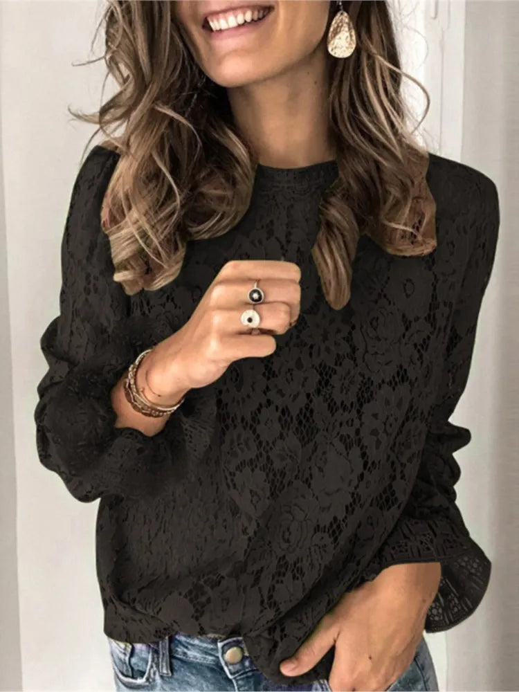 Elegant Flared Sleeve Lace Blouse for Women