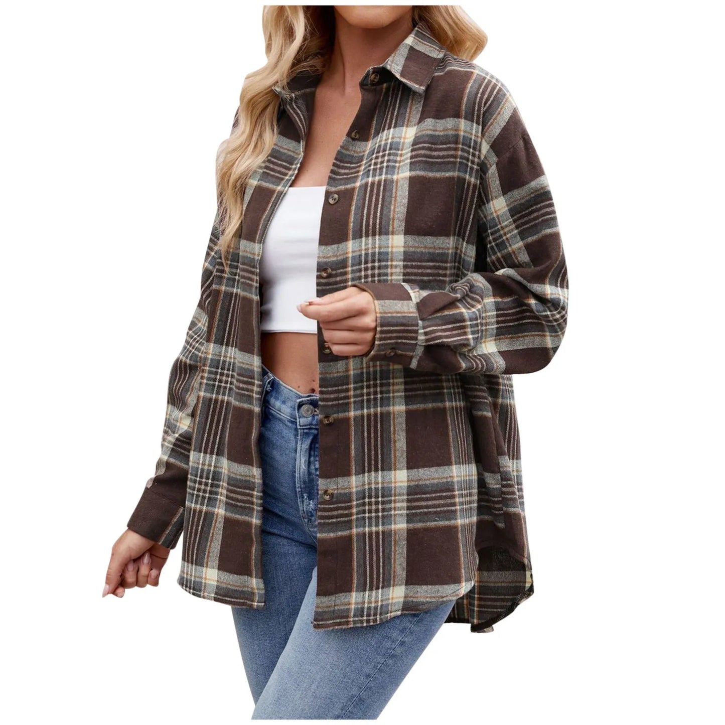 Cozy Plaid Long Sleeve Shirt for Women