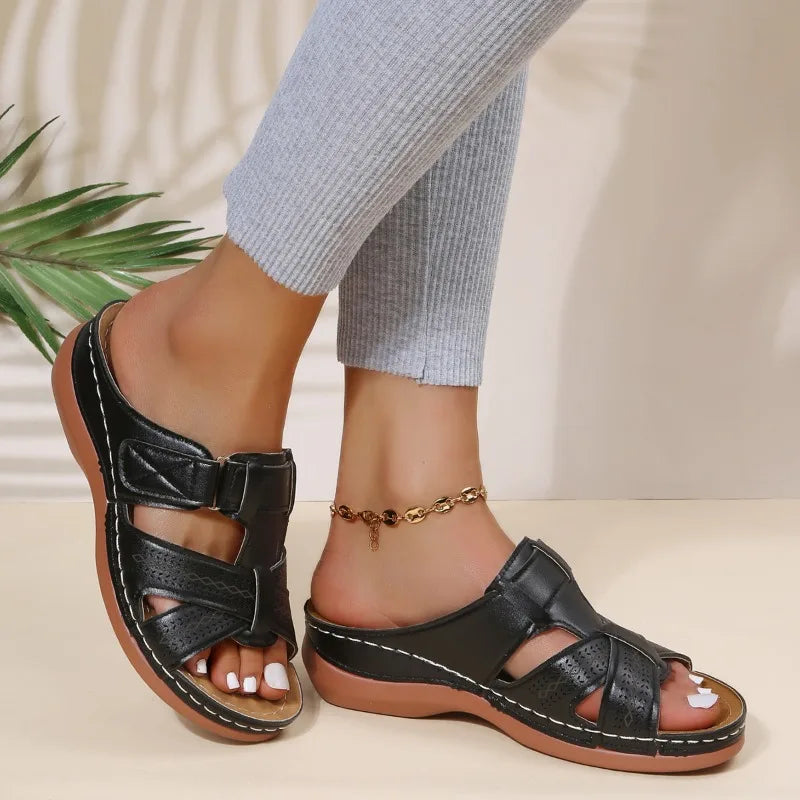 Ivyshape | Women's Vintage Orthopedic Wedge Sandals