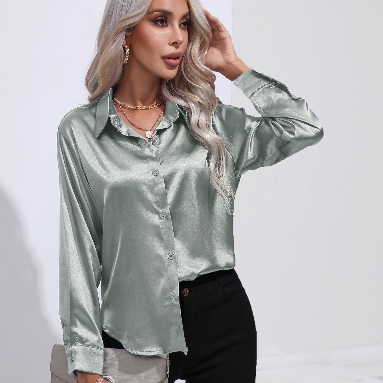 Elegant Satin Slim Shirt for Women