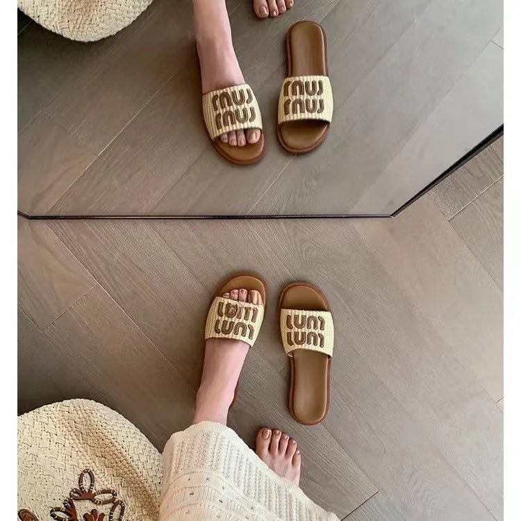 Chic Peep Toe Beach Slides for Women