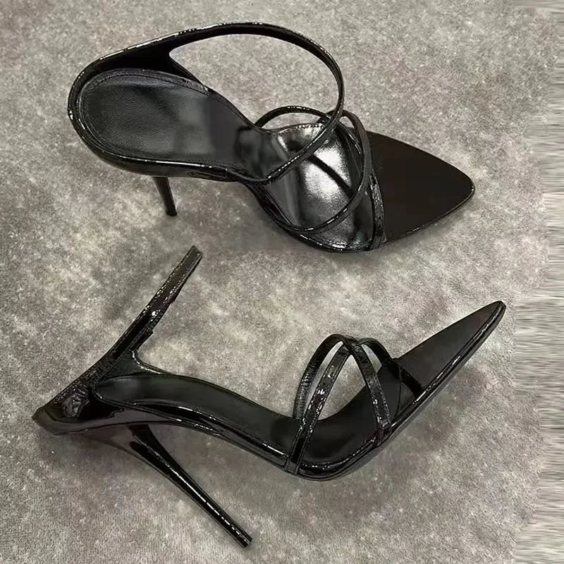 Bold Patent Leather Stiletto Sandals for Women