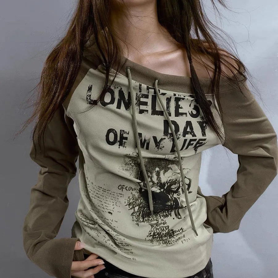 "Loneliest Day Of My Life" Off-Shoulder Sweatshirt