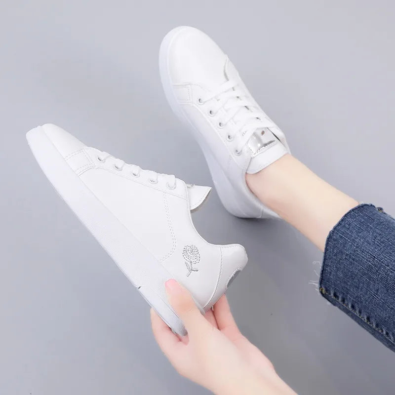 Spring Embroidered Lace-Up Sneakers for Women