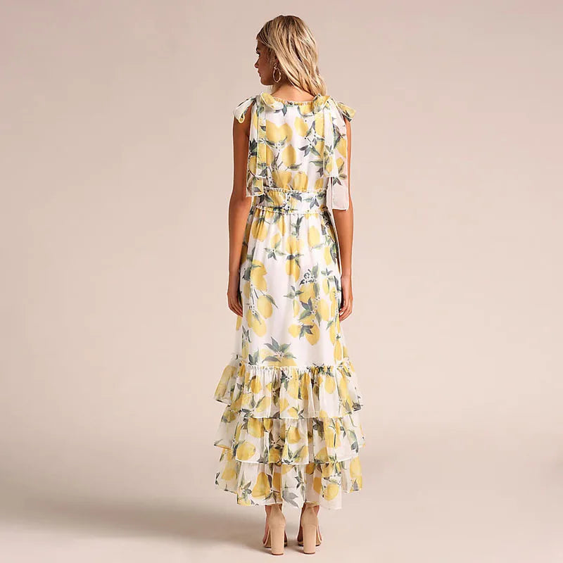 Ivyshape | Women's Printed Maxi Dress Yellow