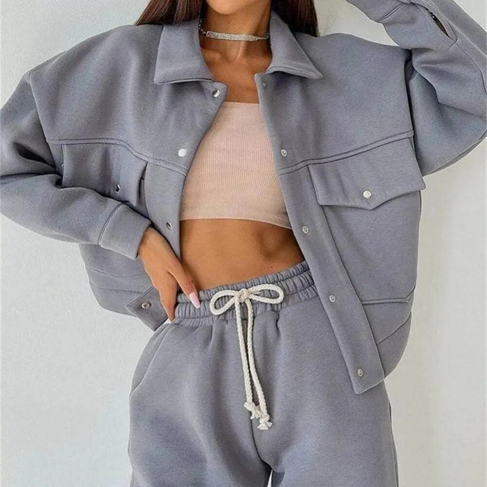 Ivyshape | Stylish Cropped Fall Sweater Set for Women