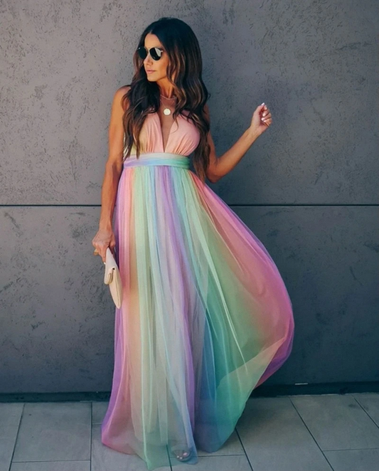 Ivyshape | Dress Lively Rainbow Dress for A Striking Style