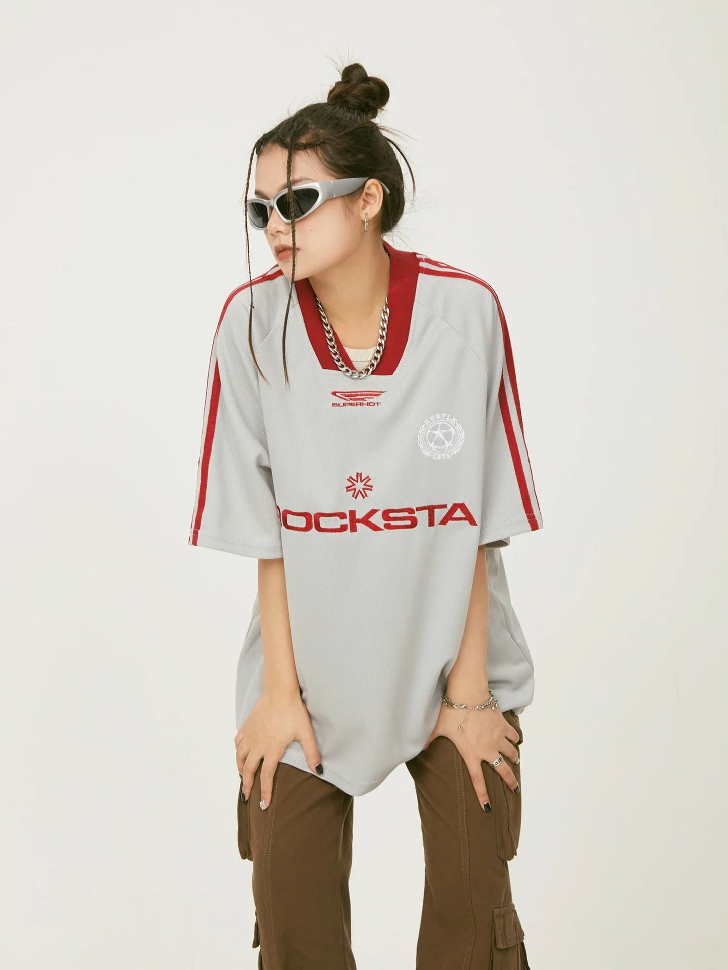 "ROCKSTA" Oversized Sport Tee "2%" Printed Back