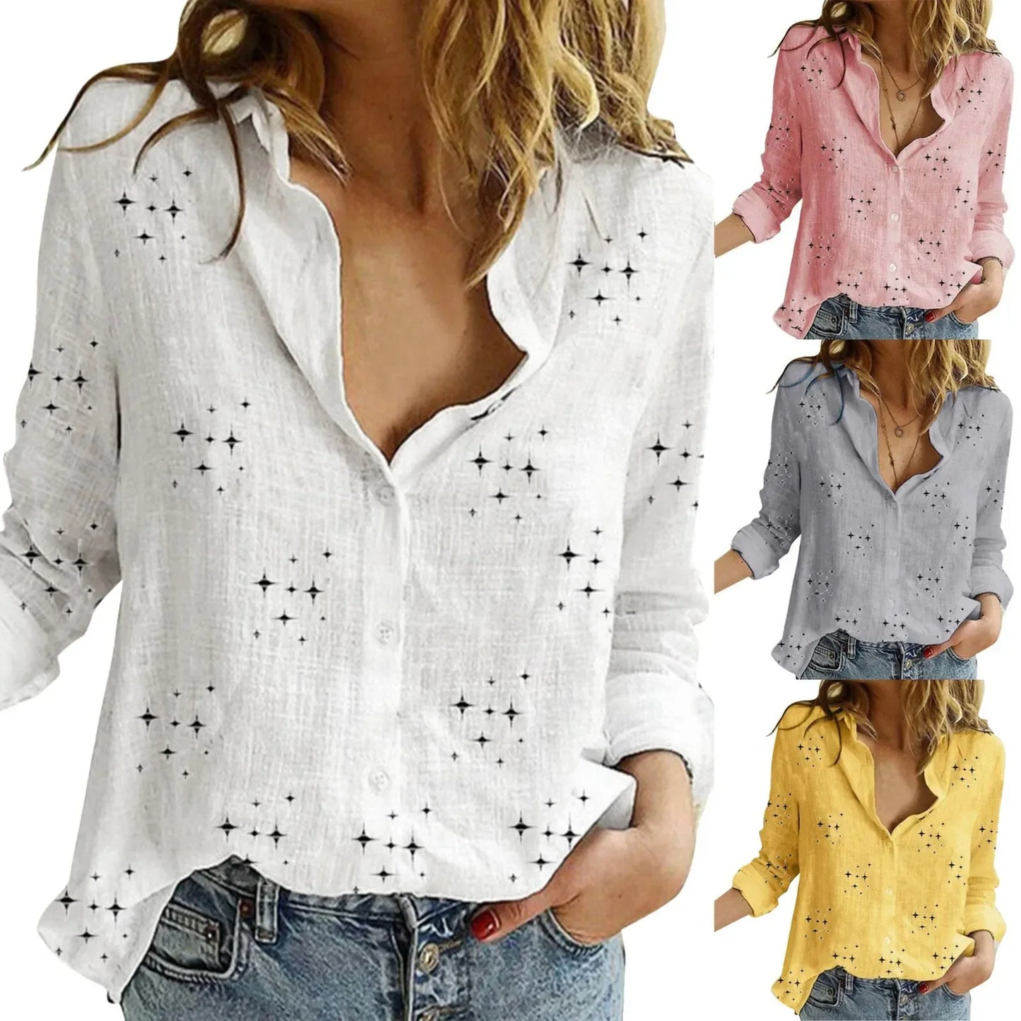 Stylish Linen V-Neck Blouse for Women