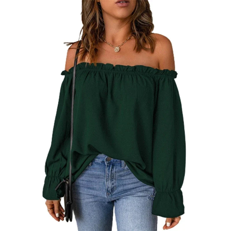 Frill Trim Off-The-Shoulder Top