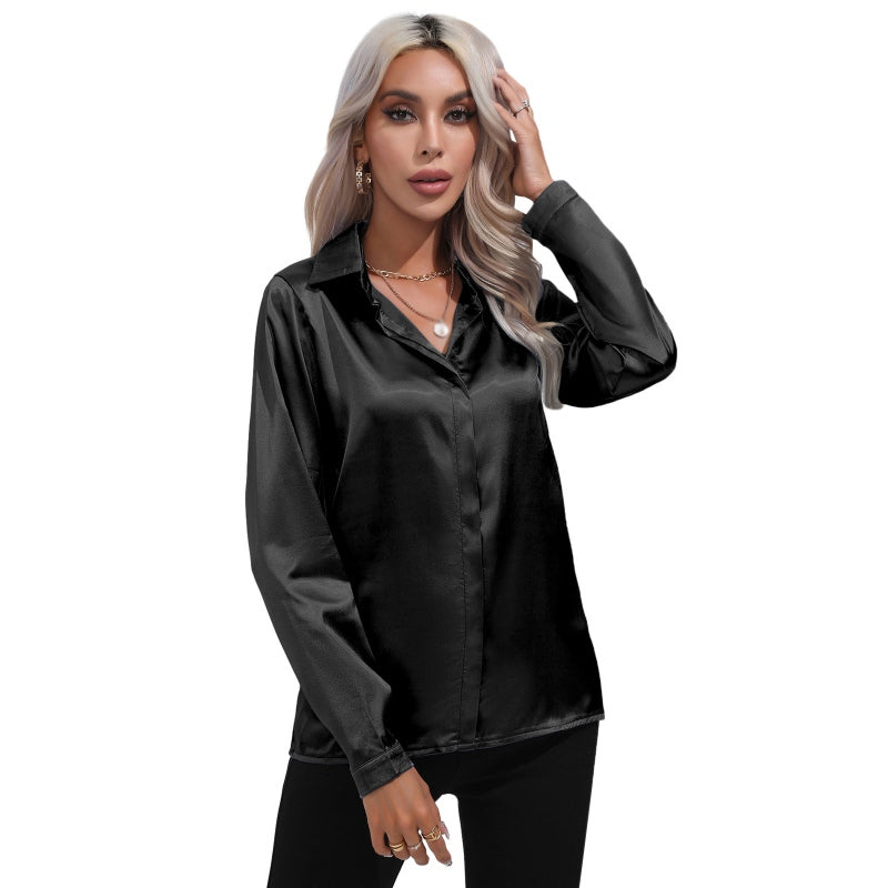 Ivyshape | Sleek Satin Work Shirt for Women