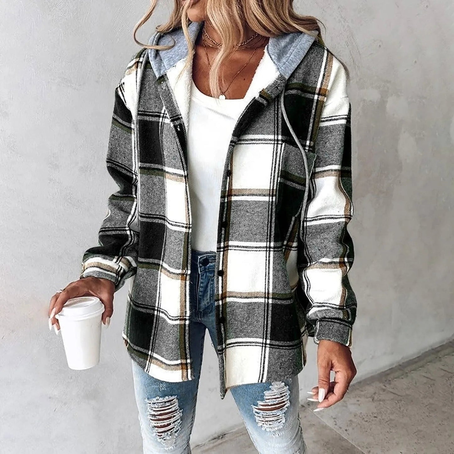 Ivyshape | Plaid Checked Button Cardigan