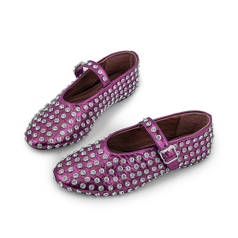 Elegant Diamond Studded Mary Jane Shoes for Women