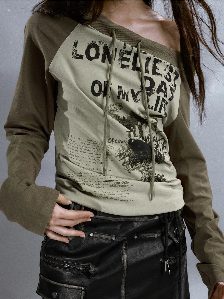 "Loneliest Day Of My Life" Off-Shoulder Sweatshirt