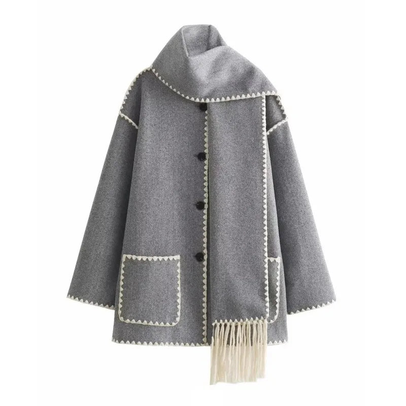 Ivyshape | Warmer Coat With Scarf