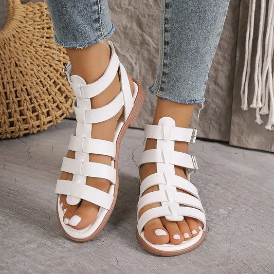 Ivyshape | Elegant Women's Sandals Brown White