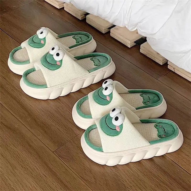 Cozy Anti-Slip Cartoon Frog Slippers for Women