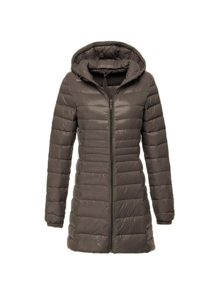 Ivyshape | Women's Ultra Light Hooded Long Down Jacket