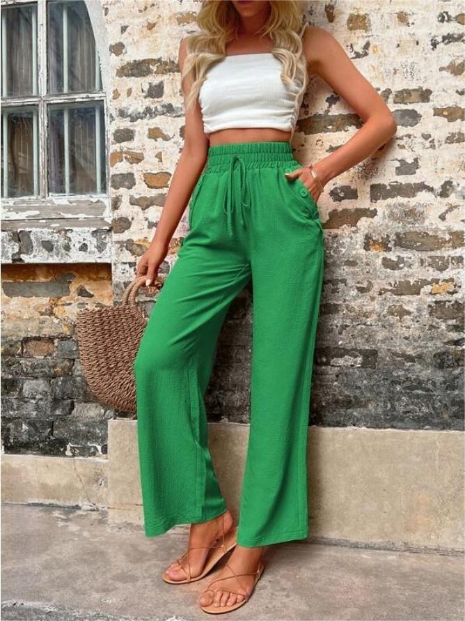 Ivyshape | Women's Stylish Wide Leg Trousers Linen