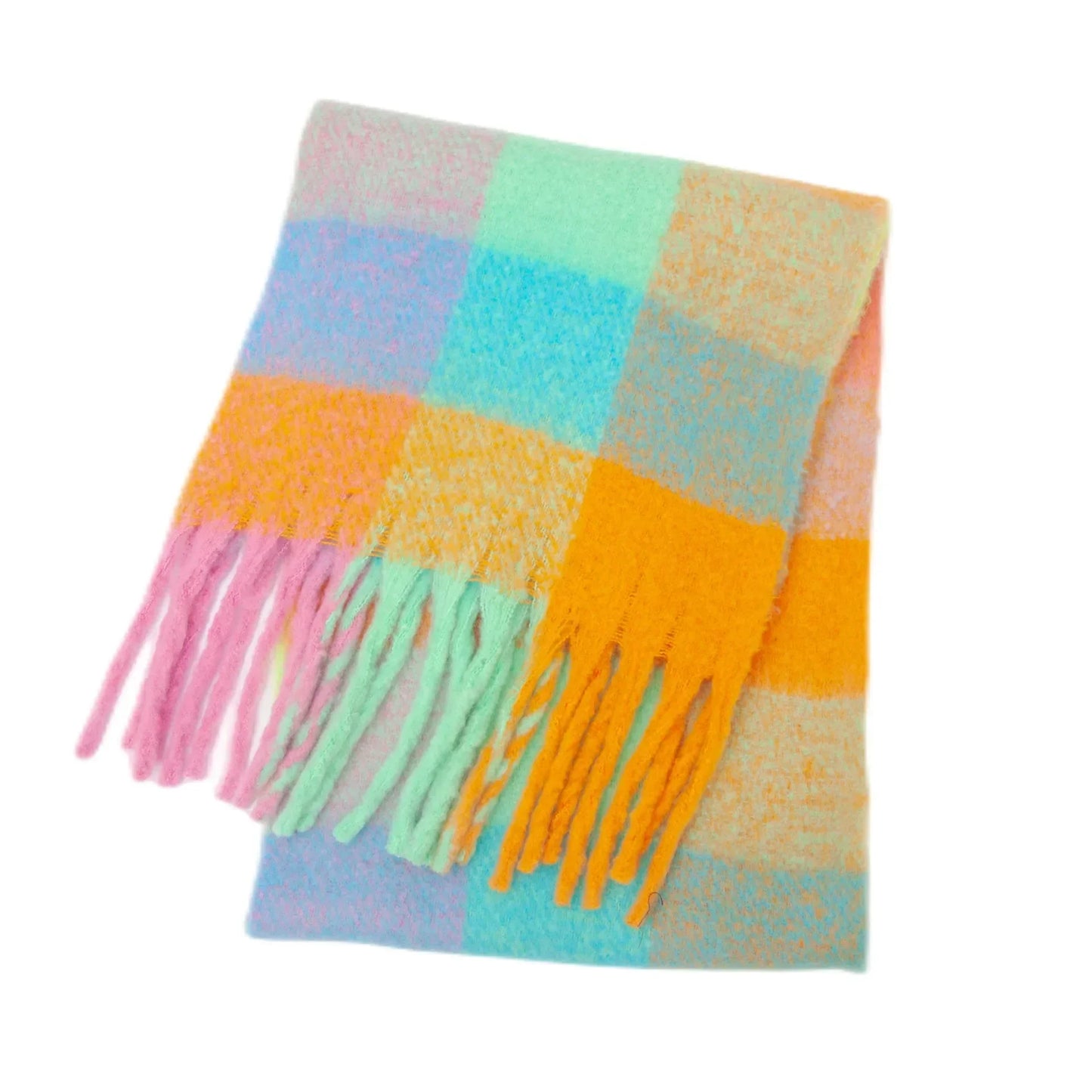 Ivyshape | Thick Warm Cashmere Rainbow Scarf